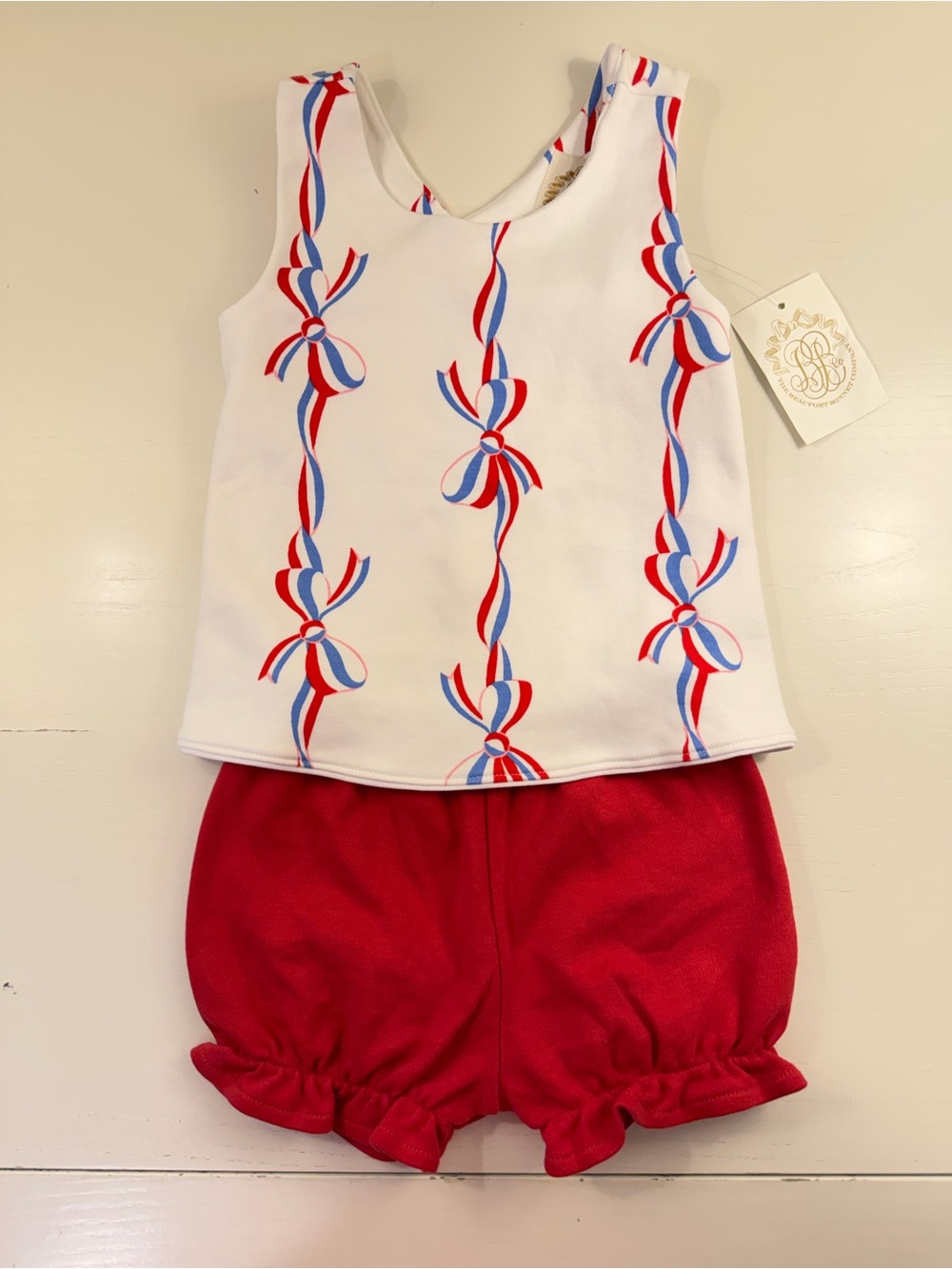 NWT TBBC Bettye Bloomer Set America’s Birthday Bows 2T
